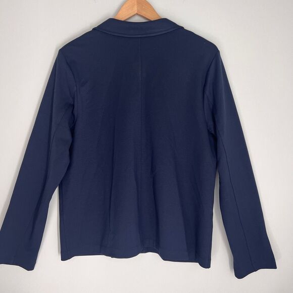 J. Jill Women's Medium Navy Blue Wearever Collection Button-Front Jacket - Picture 2 of 8